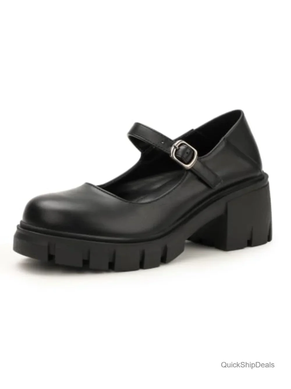 Mary Jane Platform Pumps Low Block Heels Closed Toe Women's Shoes